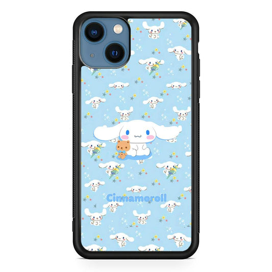 Cinnamoroll Sitting Playing Dolls iPhone 14 Plus Case-Rubber Black (2D Case)-Oxvistore