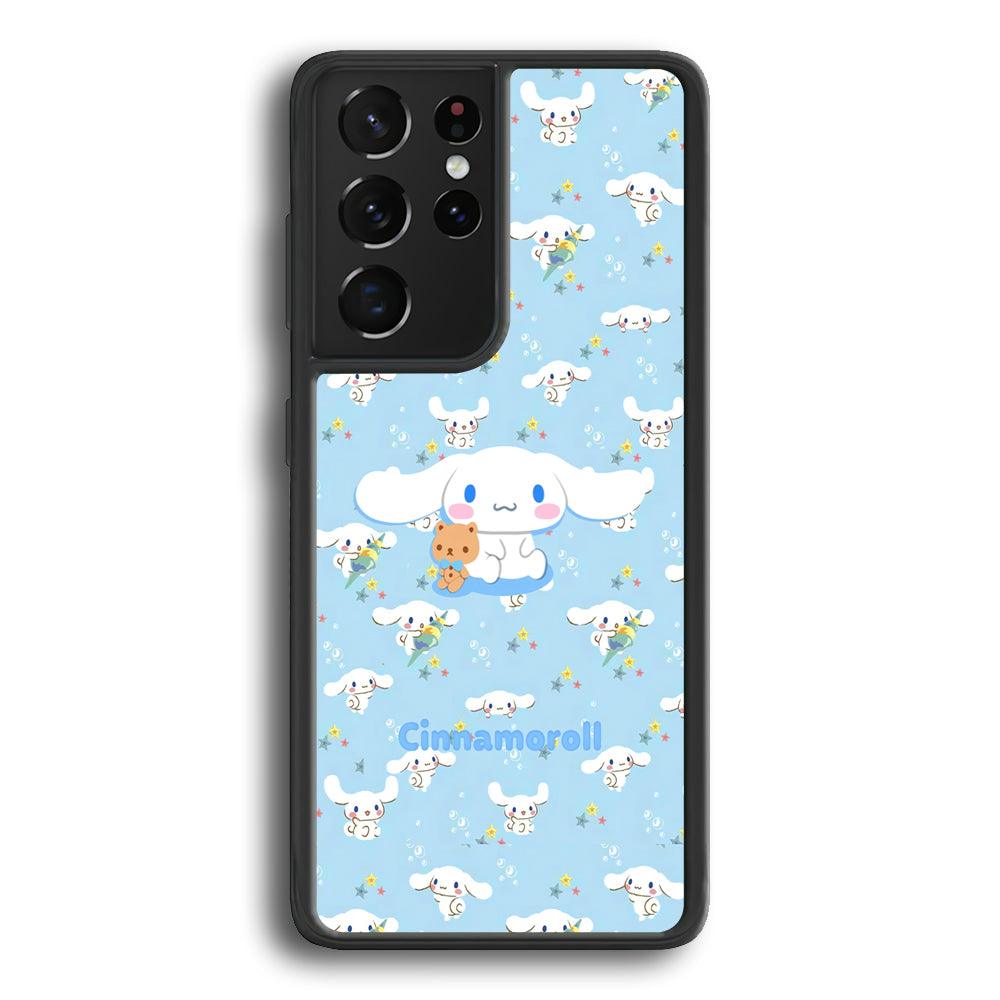 Cinnamoroll Sitting Playing Dolls Samsung Galaxy S23 Ultra Case-Rubber Black (2D Case)-Oxvistore