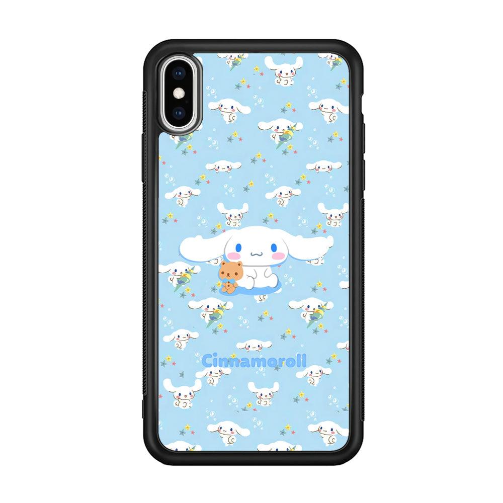 Cinnamoroll Sitting Playing Dolls iPhone X Case-Rubber Black (2D Case)-Oxvistore