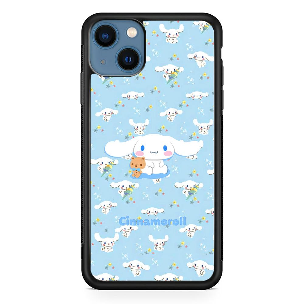 Cinnamoroll Sitting Playing Dolls iPhone 14 Case-Rubber Black (2D Case)-Oxvistore