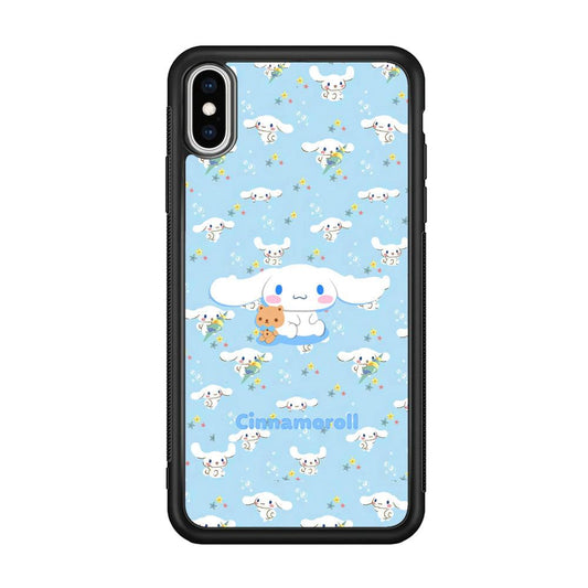 Cinnamoroll Sitting Playing Dolls iPhone XS Case-Rubber Black (2D Case)-Oxvistore