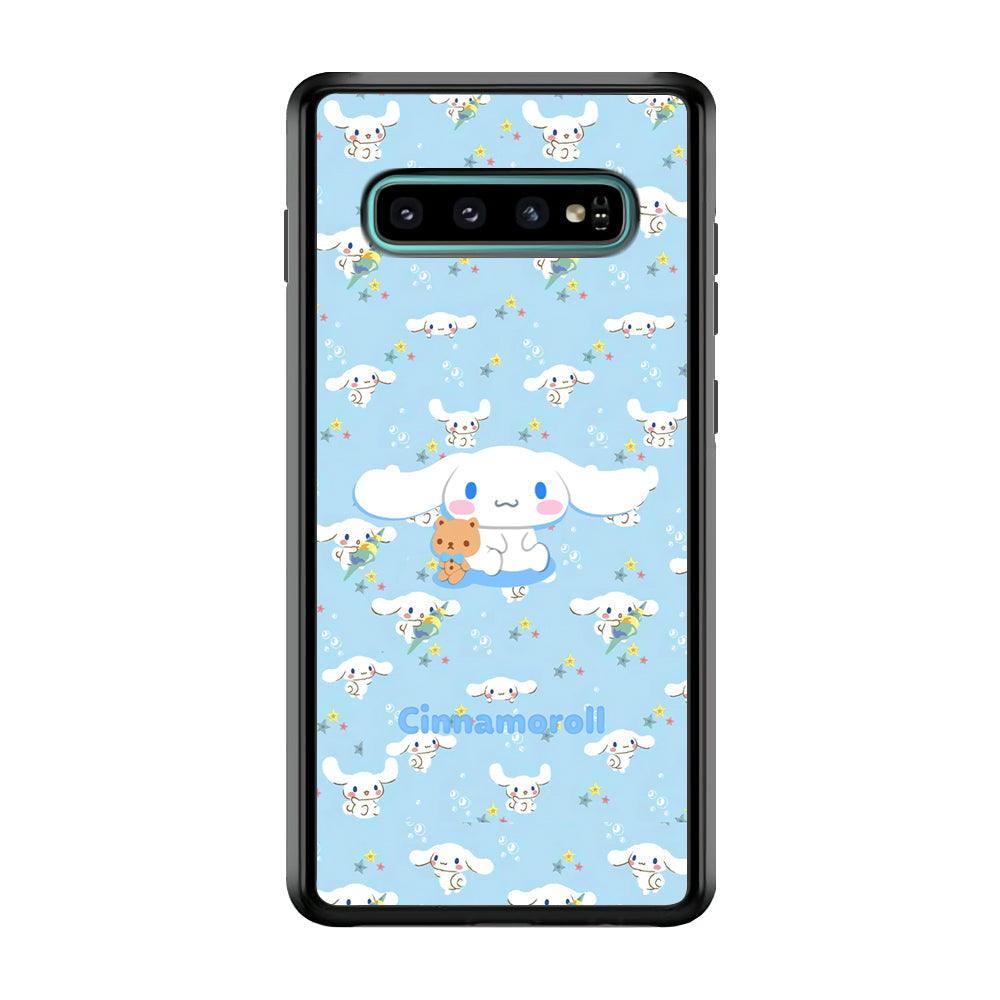 Cinnamoroll Sitting Playing Dolls Samsung Galaxy S10 Case-Rubber Black (2D Case)-Oxvistore