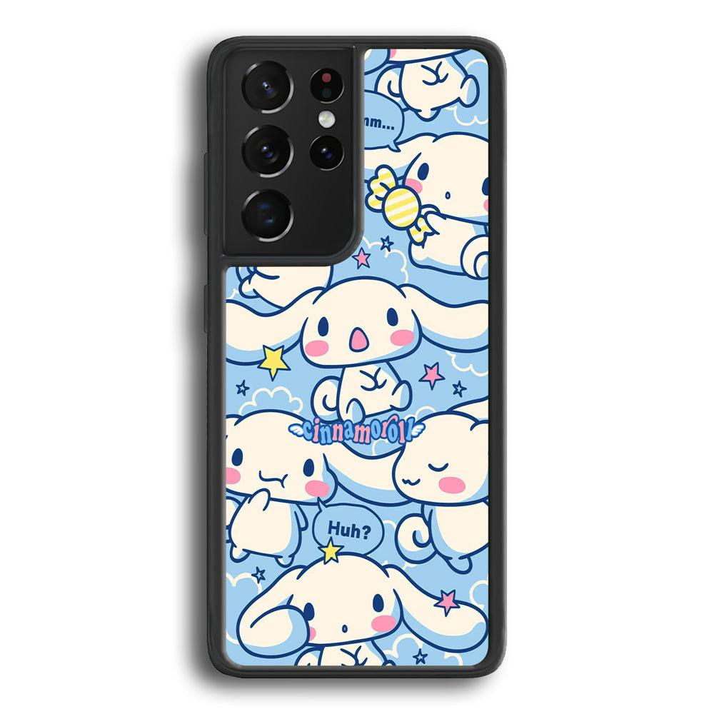 Cinnamoroll The Expression Samsung Galaxy S21 Ultra Case-Rubber Black (2D Case)-Oxvistore