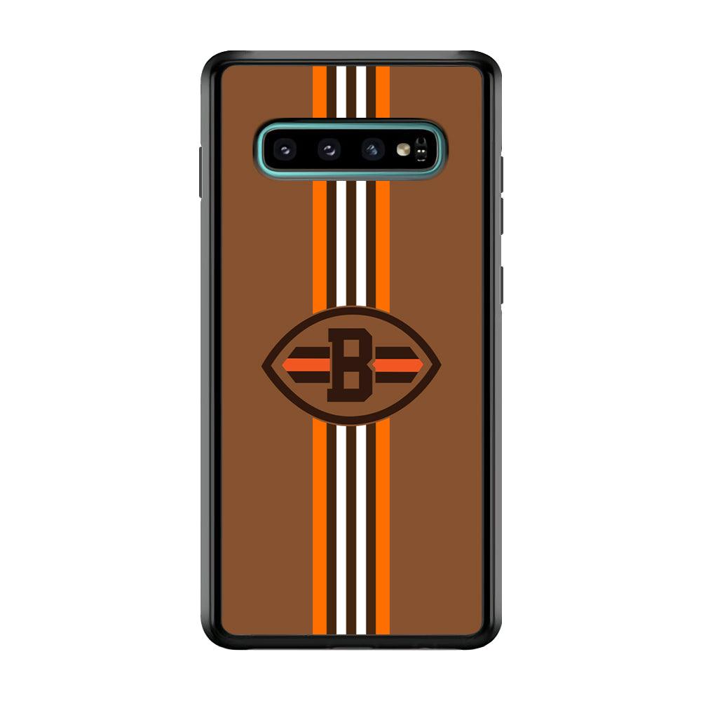 Cleveland Browns Strike Color Pennant Samsung Galaxy S10 Case-Rubber Black (2D Case)-Oxvistore