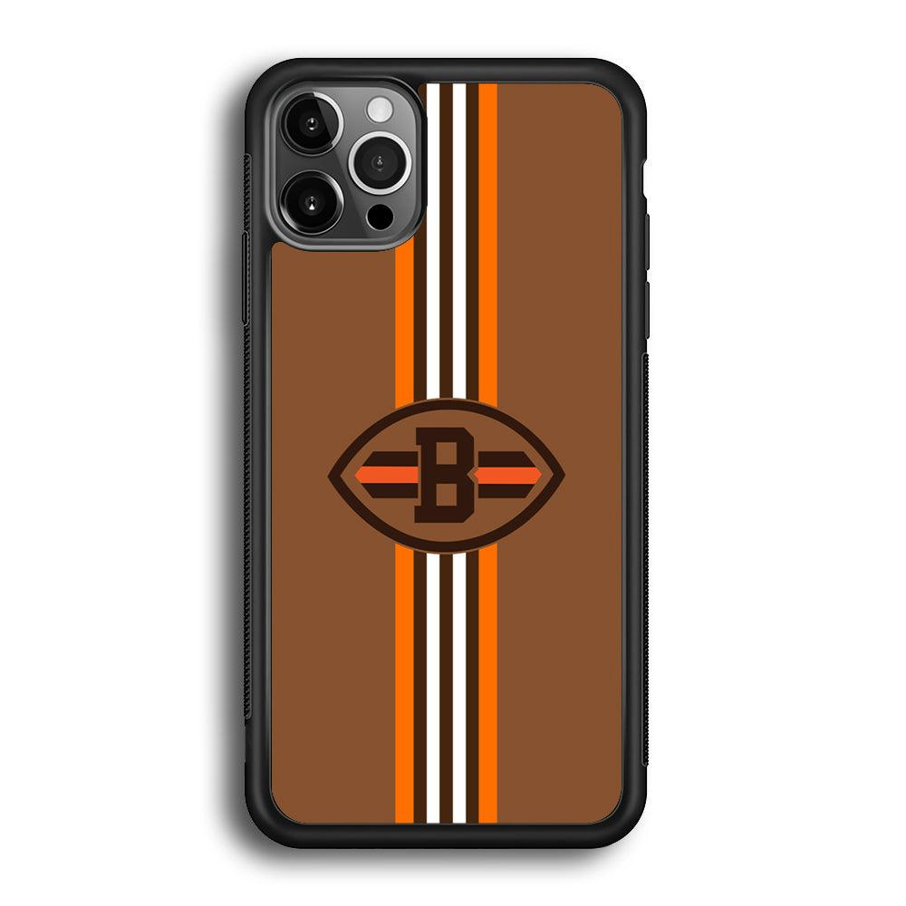 Cleveland Browns Strike Color Pennant iPhone 12 Pro Max Case-Rubber Black (2D Case)-Oxvistore