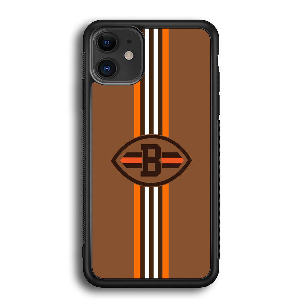 Cleveland Browns Strike Color Pennant iPhone 12 Case-Rubber Black (2D Case)-Oxvistore
