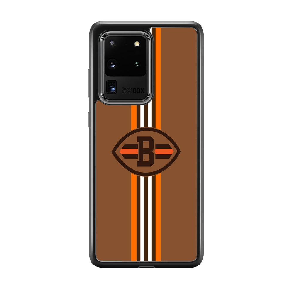 Cleveland Browns Strike Color Pennant Samsung Galaxy S20 Ultra Case-Rubber Black (2D Case)-Oxvistore