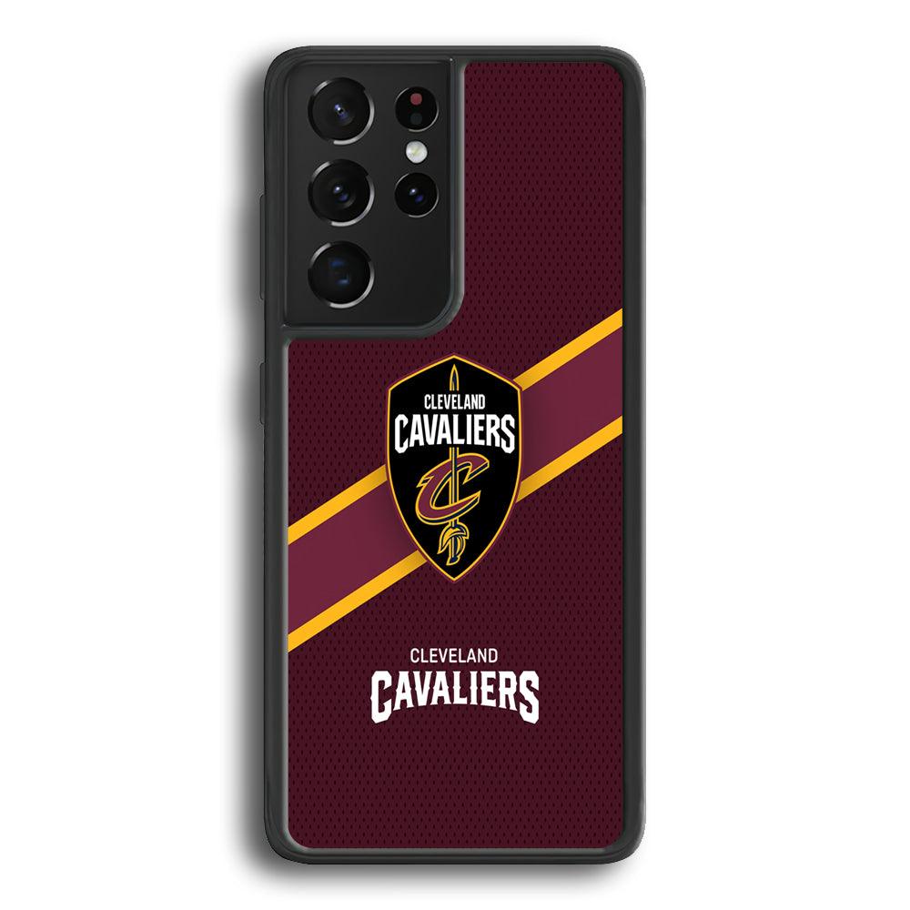 Cleveland Cavaliers Purple Phantom Samsung Galaxy S21 Ultra Case-Rubber Black (2D Case)-Oxvistore