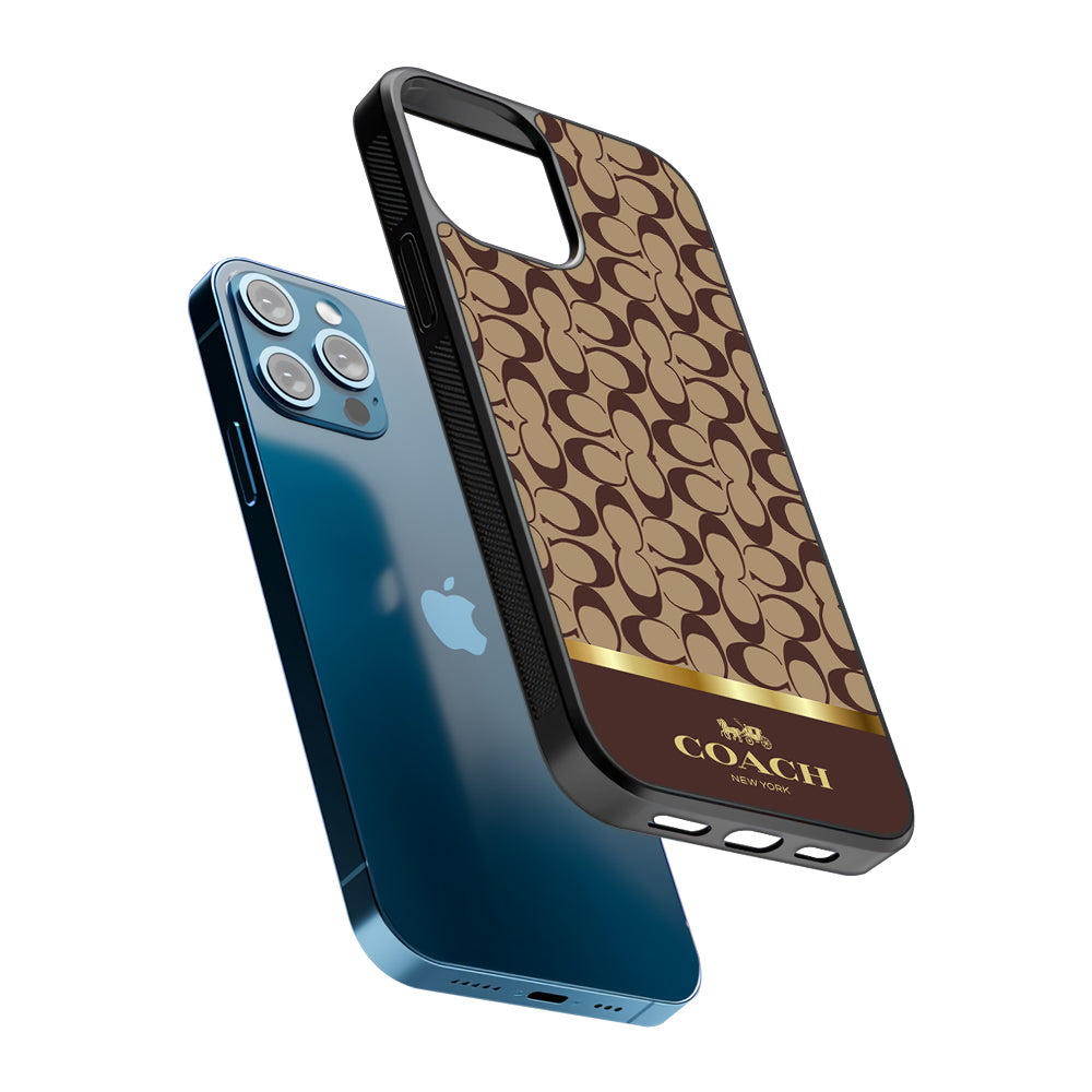 Coach Brown Gold Line 2D Rubber Phone Case-Oxvistore
