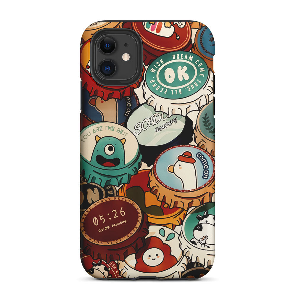 Collection of Bottle Caps 2 in 1 Tough Phone Case