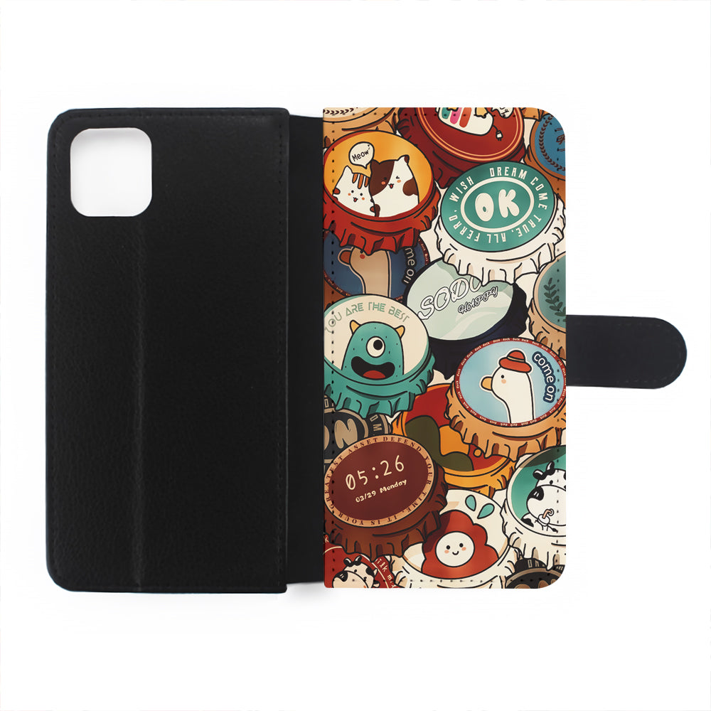 Collection of Bottle Caps Flip Wallet Phone Case