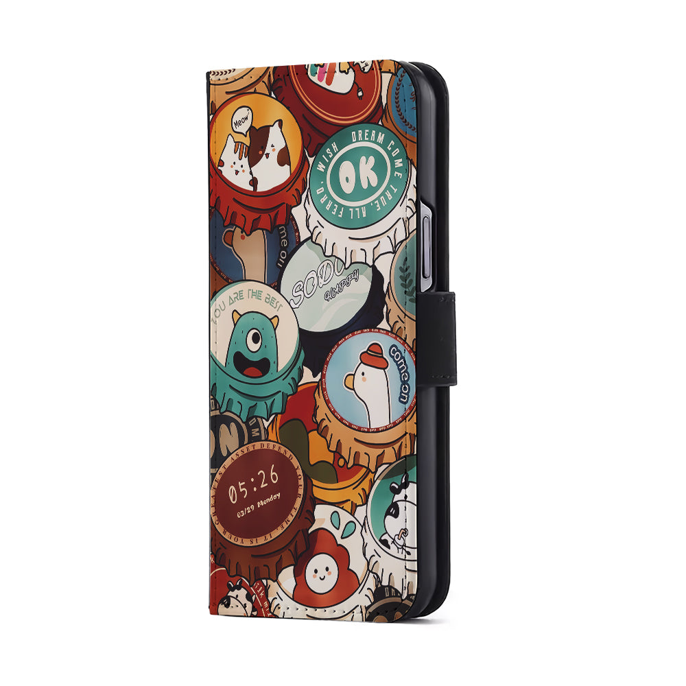 Collection of Bottle Caps Flip Wallet Phone Case