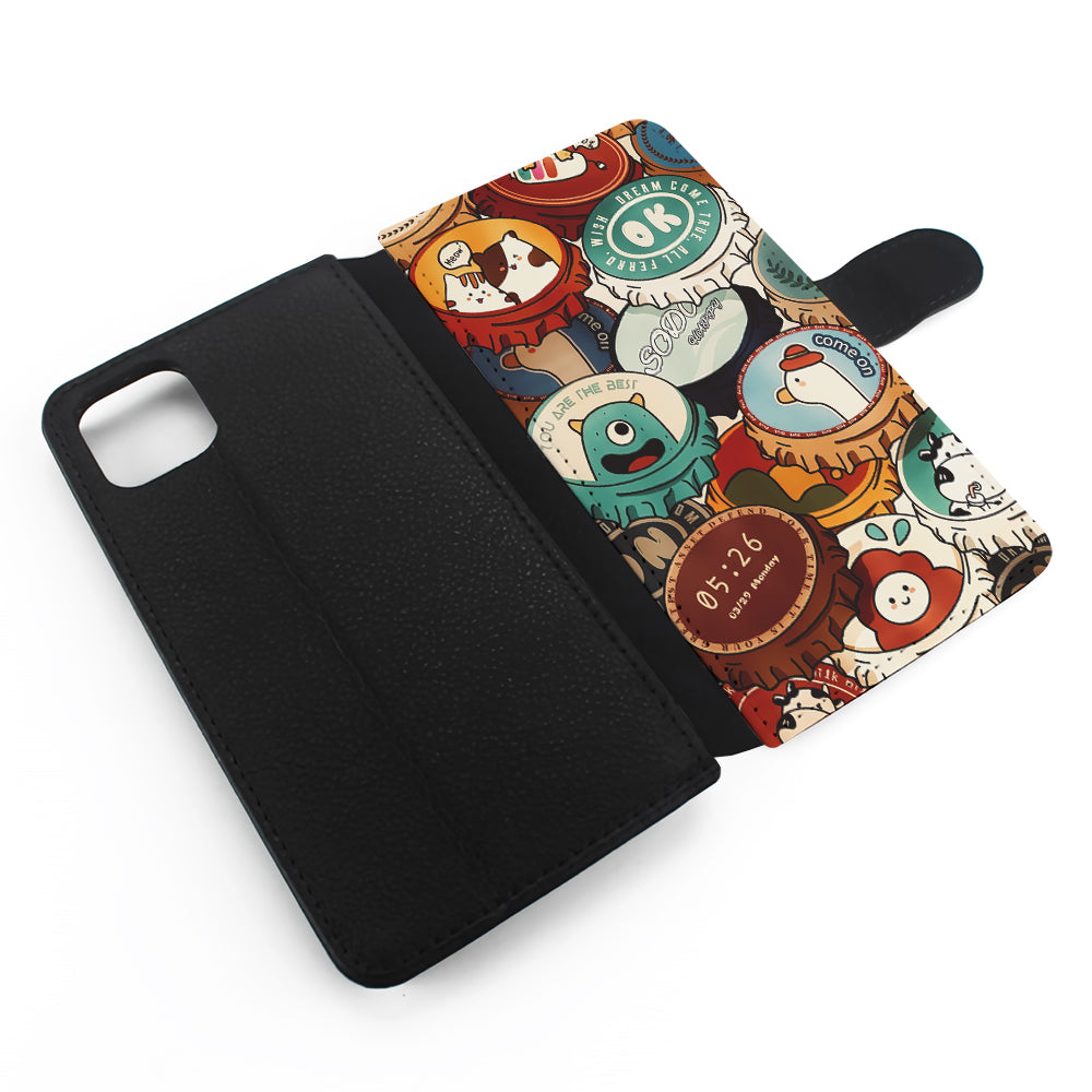 Collection of Bottle Caps Flip Wallet Phone Case