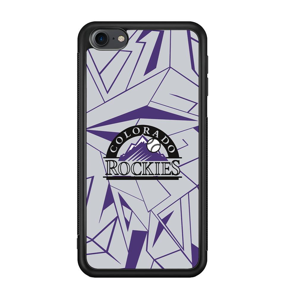 Colorado Rockies Line on Purple iPod Touch 6 Case-Rubber Black (2D Case)-Oxvistore