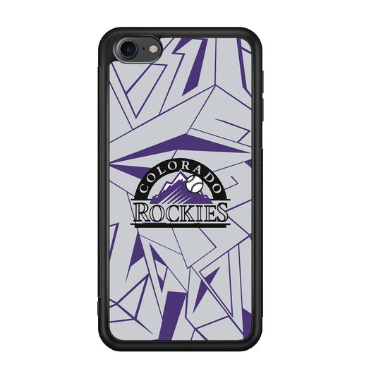 Colorado Rockies Line on Purple iPod Touch 6 Case-Rubber Black (2D Case)-Oxvistore