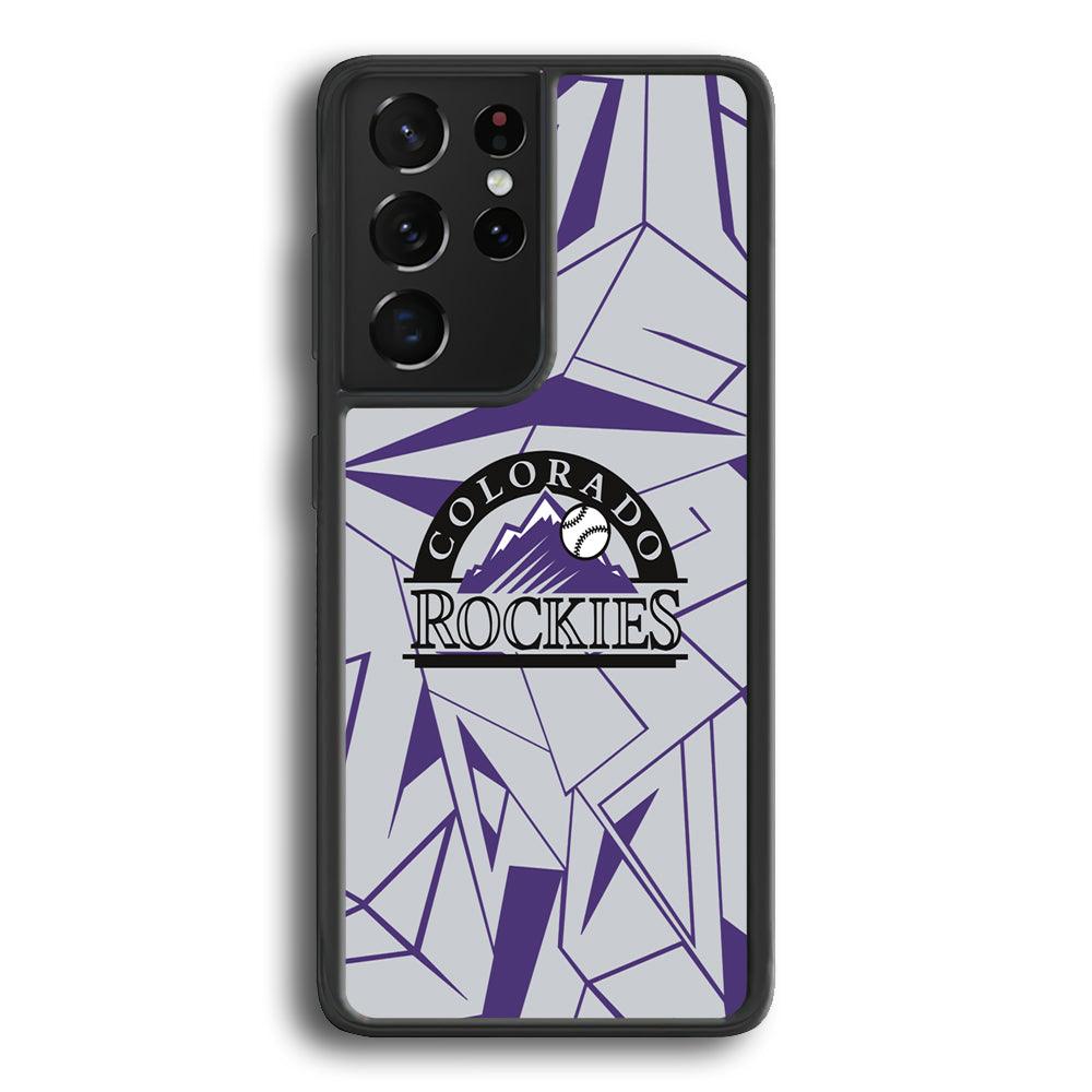 Colorado Rockies Line on Purple Samsung Galaxy S22 Ultra Case-Rubber Black (2D Case)-Oxvistore