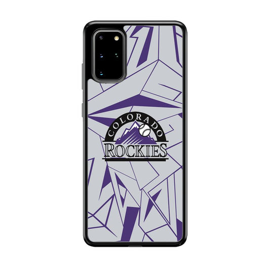 Colorado Rockies Line on Purple Samsung Galaxy S20 Plus Case-Rubber Black (2D Case)-Oxvistore