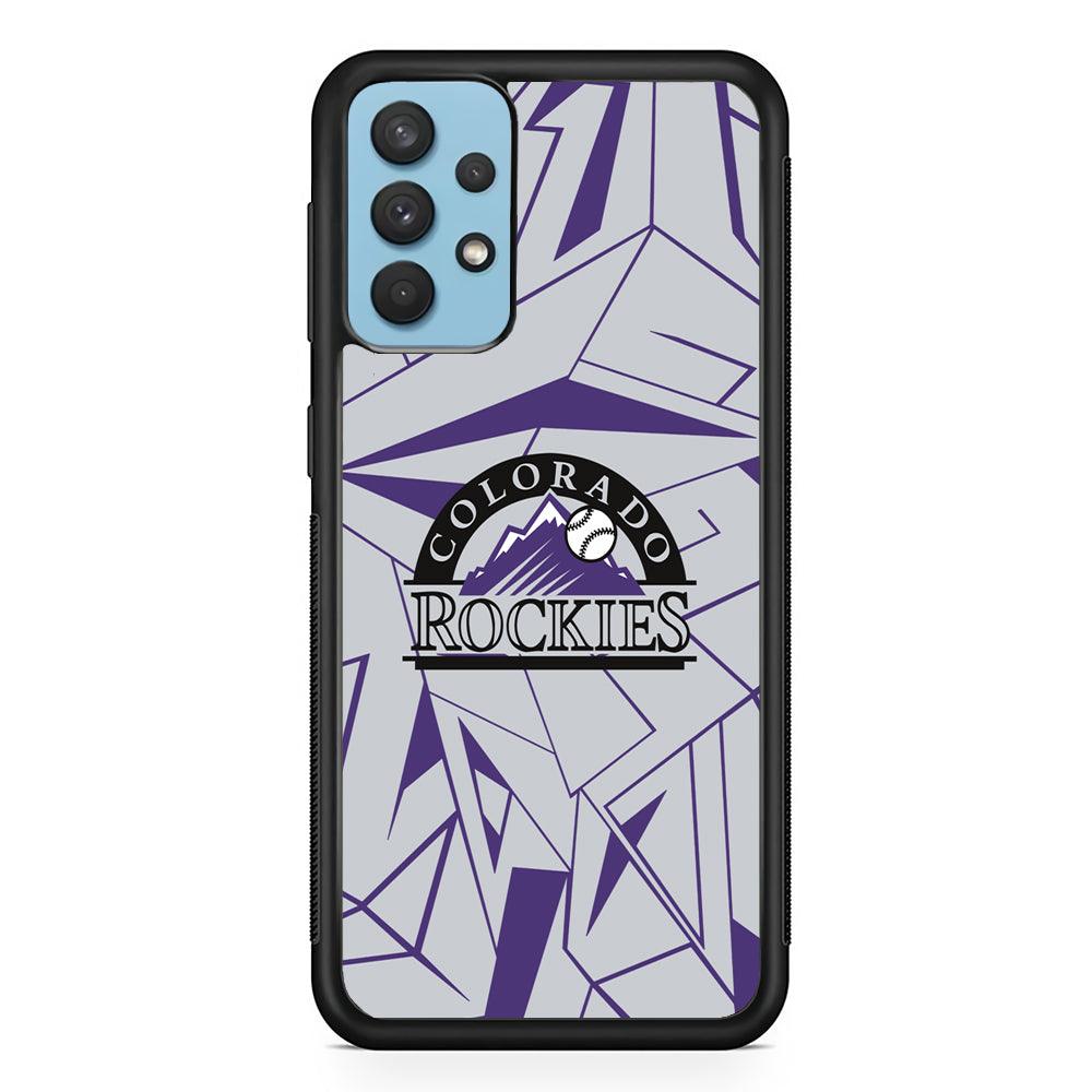Colorado Rockies Line on Purple Samsung Galaxy A32 Case-Rubber Black (2D Case)-Oxvistore