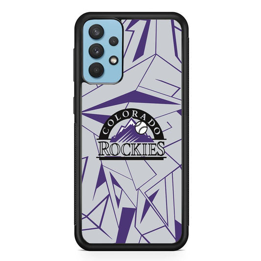 Colorado Rockies Line on Purple Samsung Galaxy A32 Case-Rubber Black (2D Case)-Oxvistore