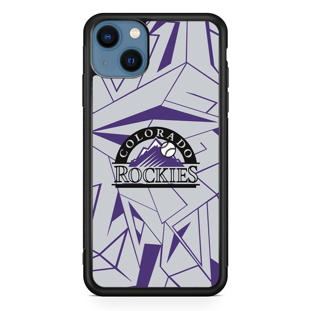 Colorado Rockies Line on Purple iPhone 15 Case-Rubber Black (2D Case)-Oxvistore