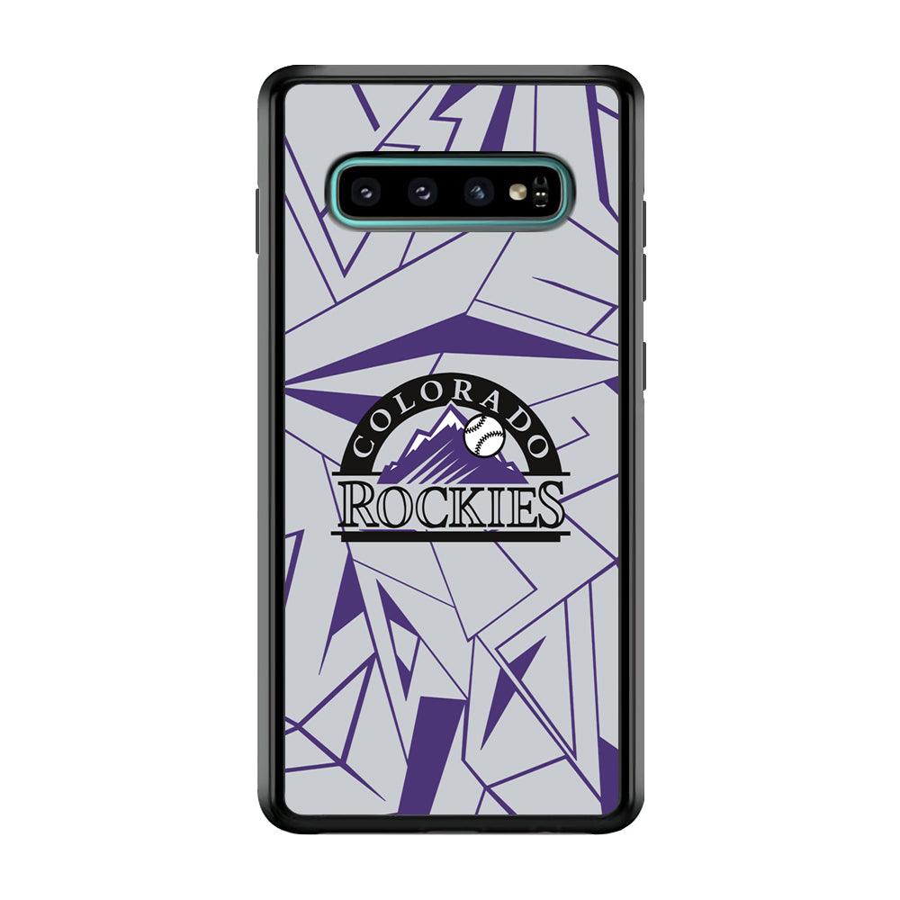 Colorado Rockies Line on Purple Samsung Galaxy S10 Case-Rubber Black (2D Case)-Oxvistore