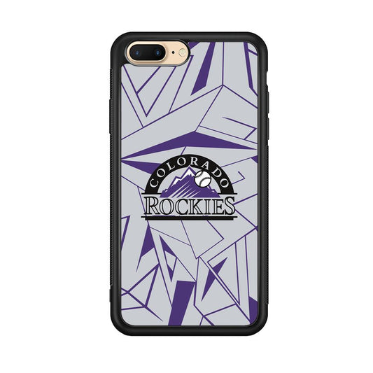 Colorado Rockies Line on Purple iPhone 7 Plus Case-Rubber Black (2D Case)-Oxvistore