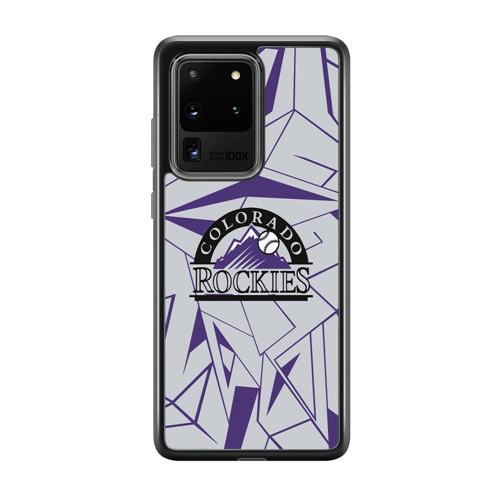 Colorado Rockies Line on Purple Samsung Galaxy S20 Ultra Case-Rubber Black (2D Case)-Oxvistore