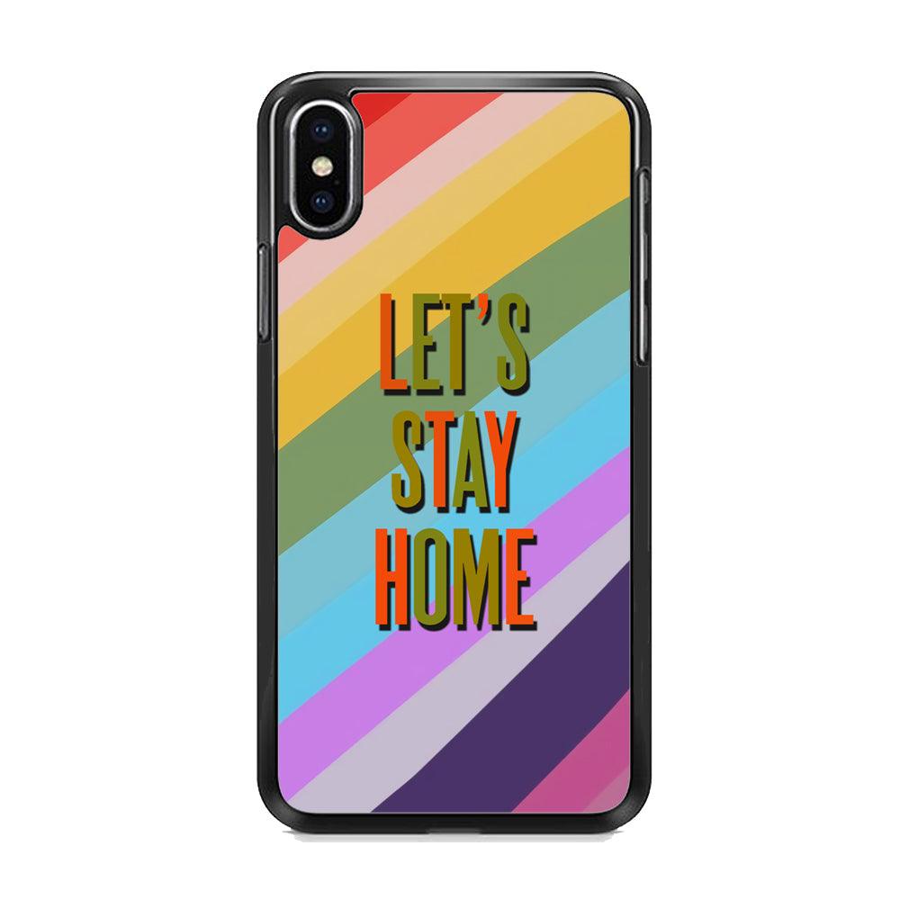 Colored Quotes Stay Home iPhone X Case-Rubber Black (2D Case)-Oxvistore