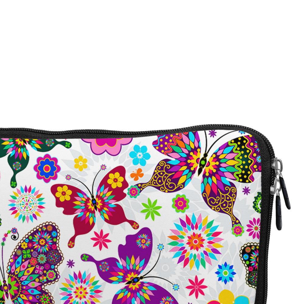 Colorful Butterflies on White Laptop Sleeve Protective Cover-Oxvistore