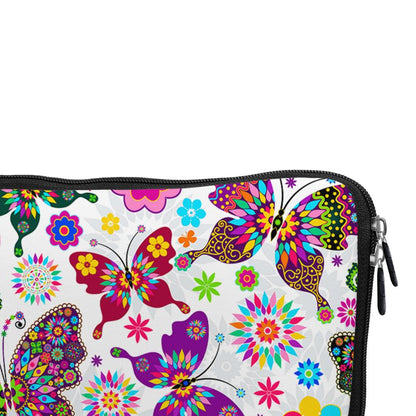 Colorful Butterflies on White Laptop Sleeve Protective Cover-Oxvistore