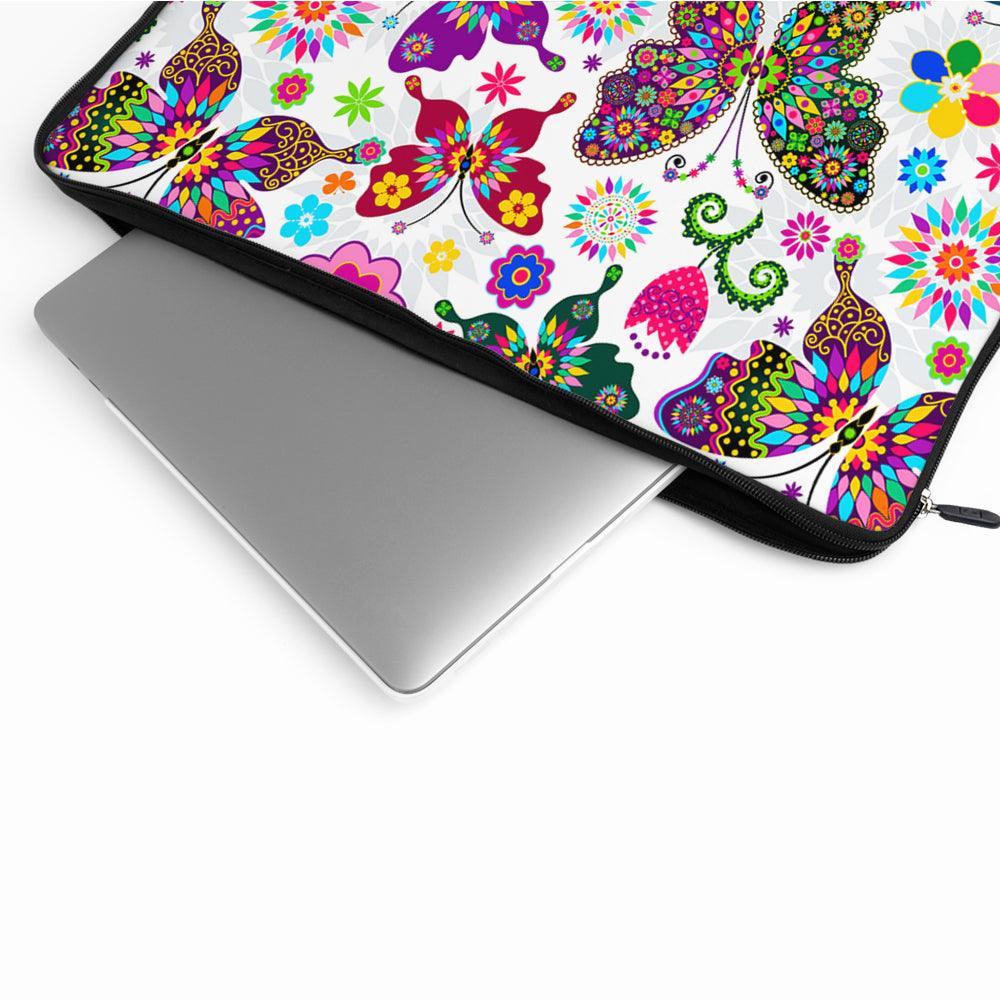 Colorful Butterflies on White Laptop Sleeve Protective Cover-Oxvistore