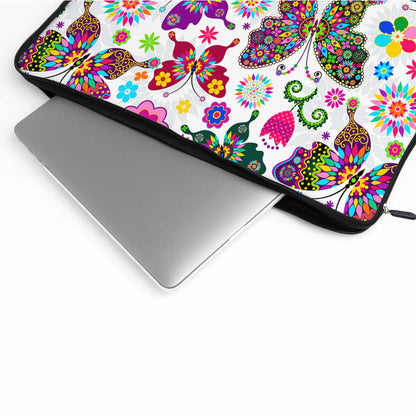 Colorful Butterflies on White Laptop Sleeve Protective Cover-Oxvistore