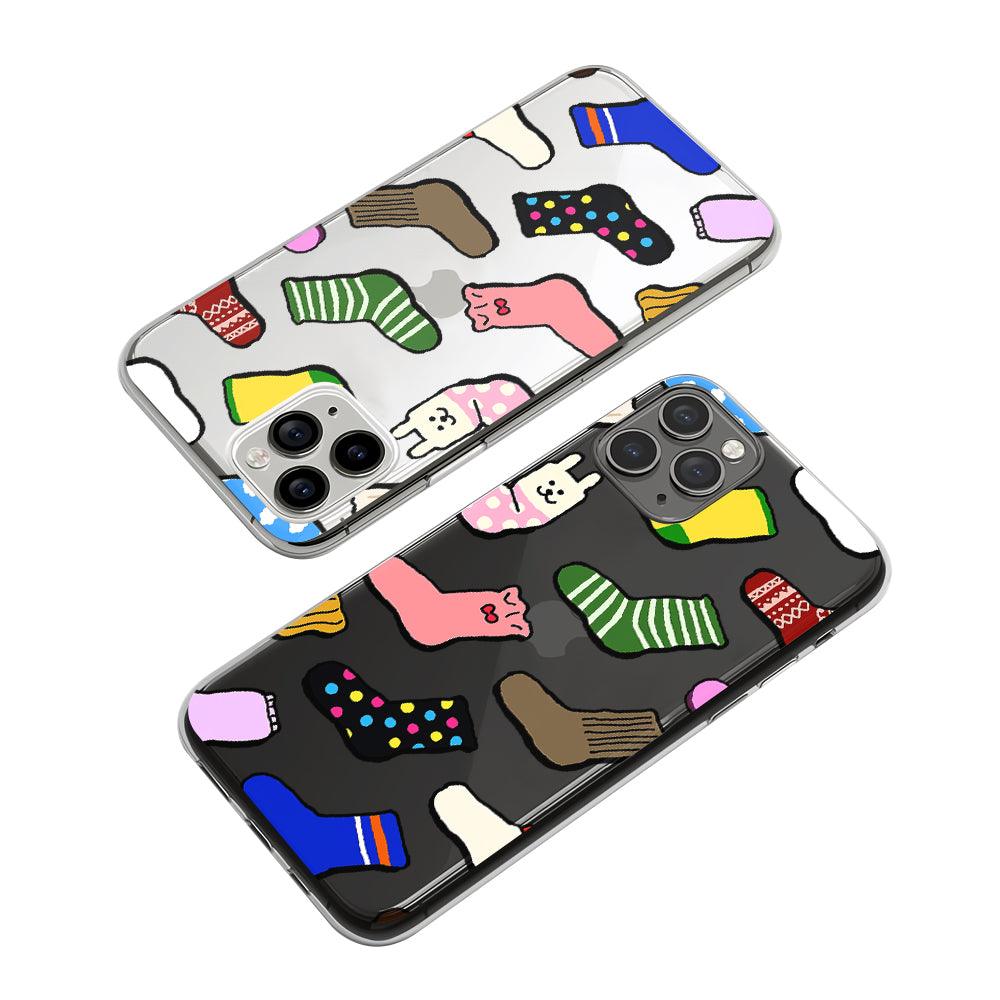 Colorful Socks Everywhere Clear Soft Case-Oxvistore