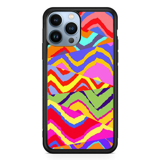 Colour Layer Triangular Waves iPhone 15 Pro Case-Rubber White (2D Case)-Oxvistore