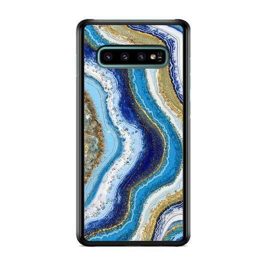 Colour Bluish Geodesic Samsung Galaxy S10 Case-Rubber White (2D Case)-Oxvistore