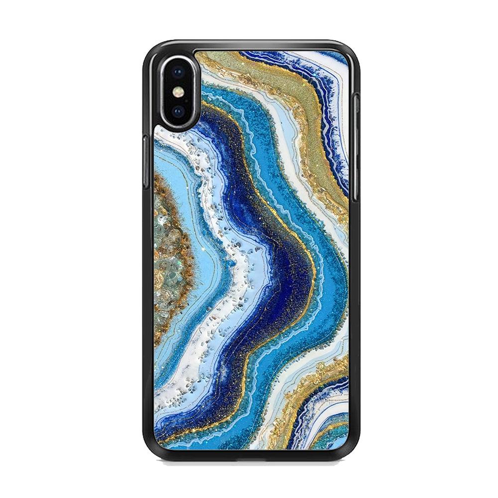 Colour Bluish Geodesic iPhone XS Case-Rubber White (2D Case)-Oxvistore