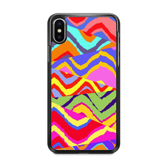 Colour Layer Triangular Waves iPhone XS MAX Case-Rubber White (2D Case)-Oxvistore