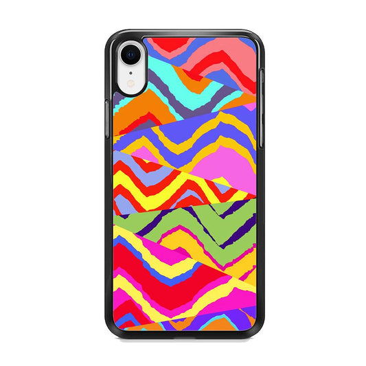 Colour Layer Triangular Waves iPhone XR Case-Rubber White (2D Case)-Oxvistore