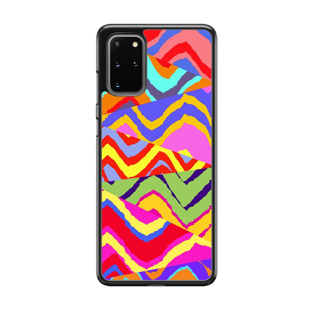 Colour Layer Triangular Waves Samsung Galaxy S20 Plus Case-Rubber Black (2D Case)-Oxvistore