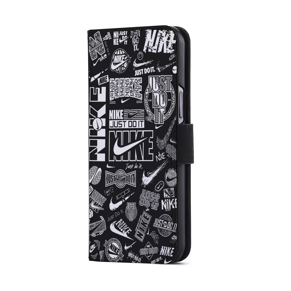 Cool Nike Logo Black White Flip Wallet Phone Case