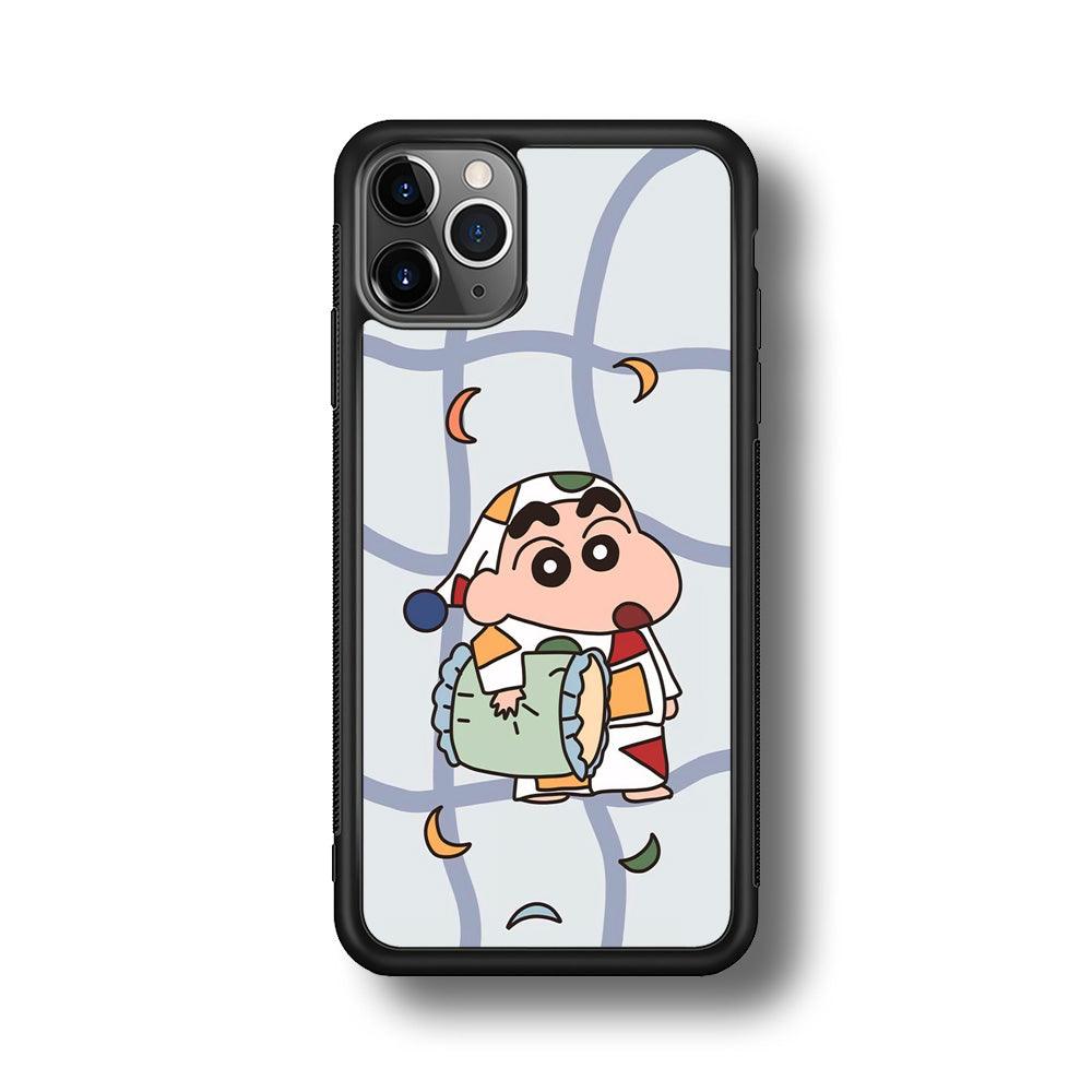 Crayon Shinchan Night to Take a Rest iPhone 11 Pro Max Case-Rubber Black (2D Case)-Oxvistore