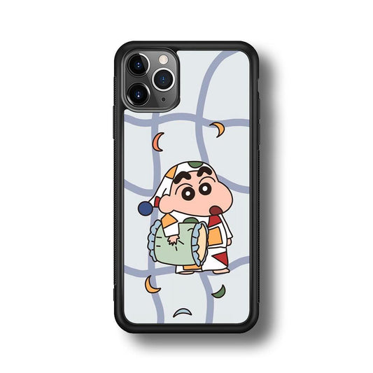 Crayon Shinchan Night to Take a Rest iPhone 11 Pro Max Case-Rubber Black (2D Case)-Oxvistore