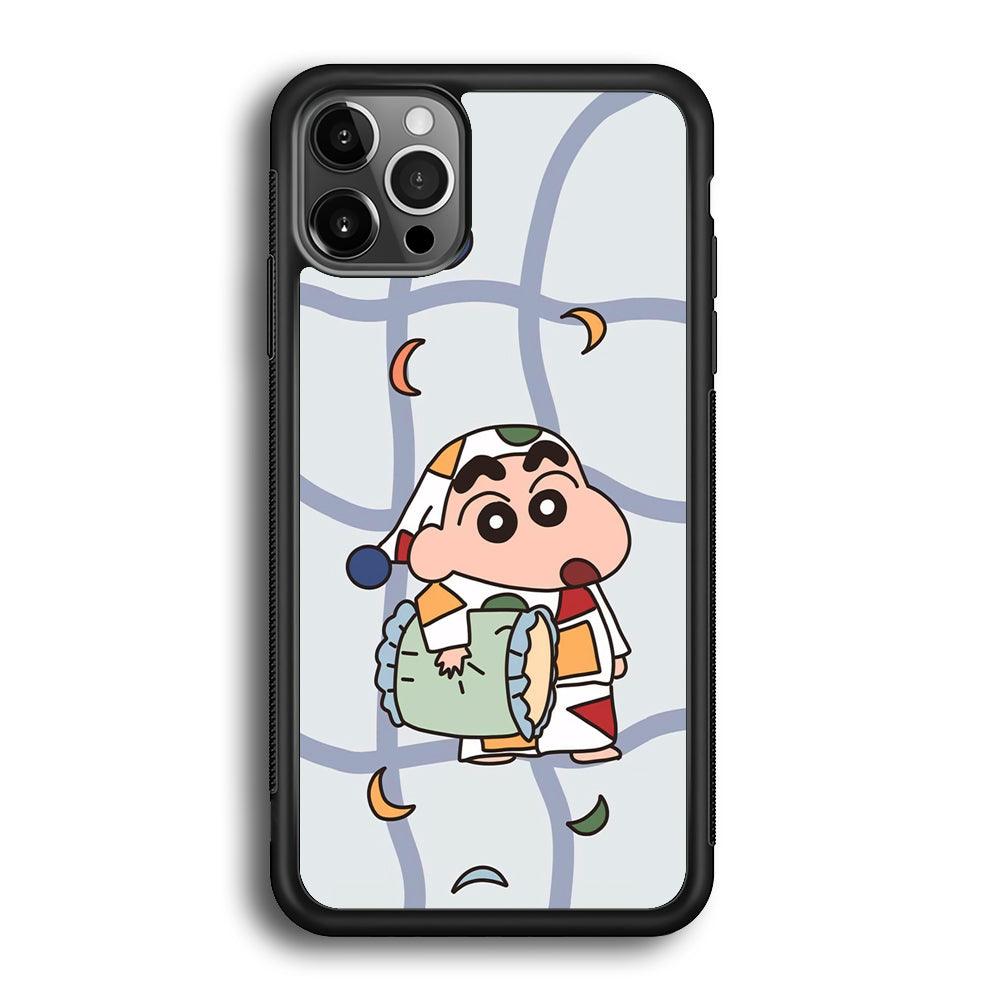 Crayon Shinchan Night to Take a Rest iPhone 12 Pro Max Case-Rubber Black (2D Case)-Oxvistore