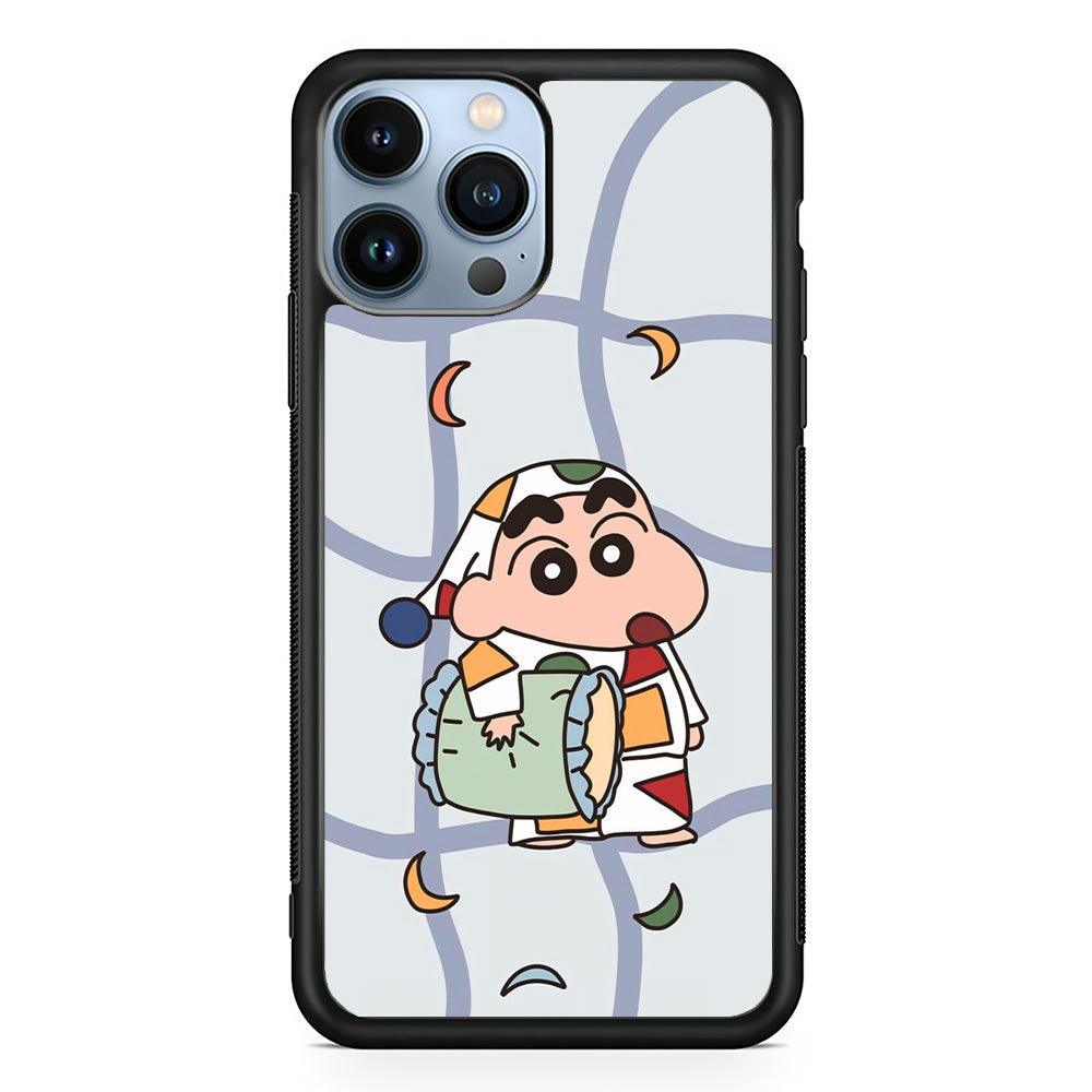 Crayon Shinchan Night to Take a Rest iPhone 13 Pro Max Case-Rubber Black (2D Case)-Oxvistore