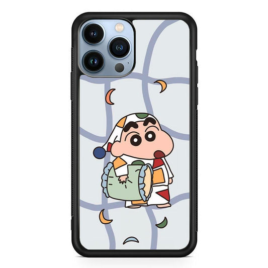 Crayon Shinchan Night to Take a Rest iPhone 13 Pro Max Case-Rubber Black (2D Case)-Oxvistore