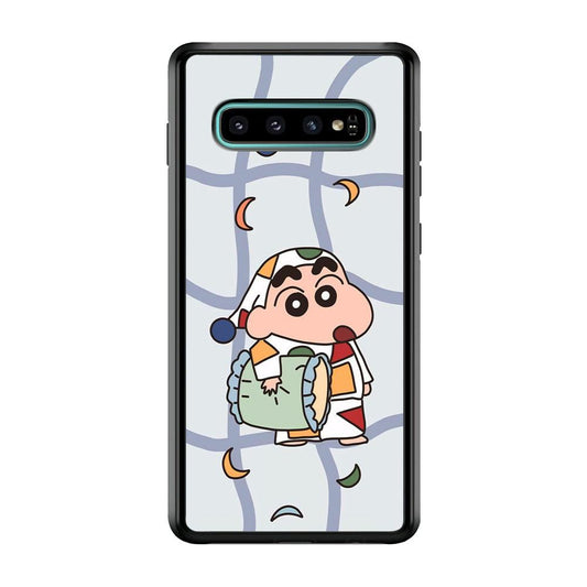 Crayon Shinchan Night to Take a Rest Samsung Galaxy S10 Case-Rubber Black (2D Case)-Oxvistore