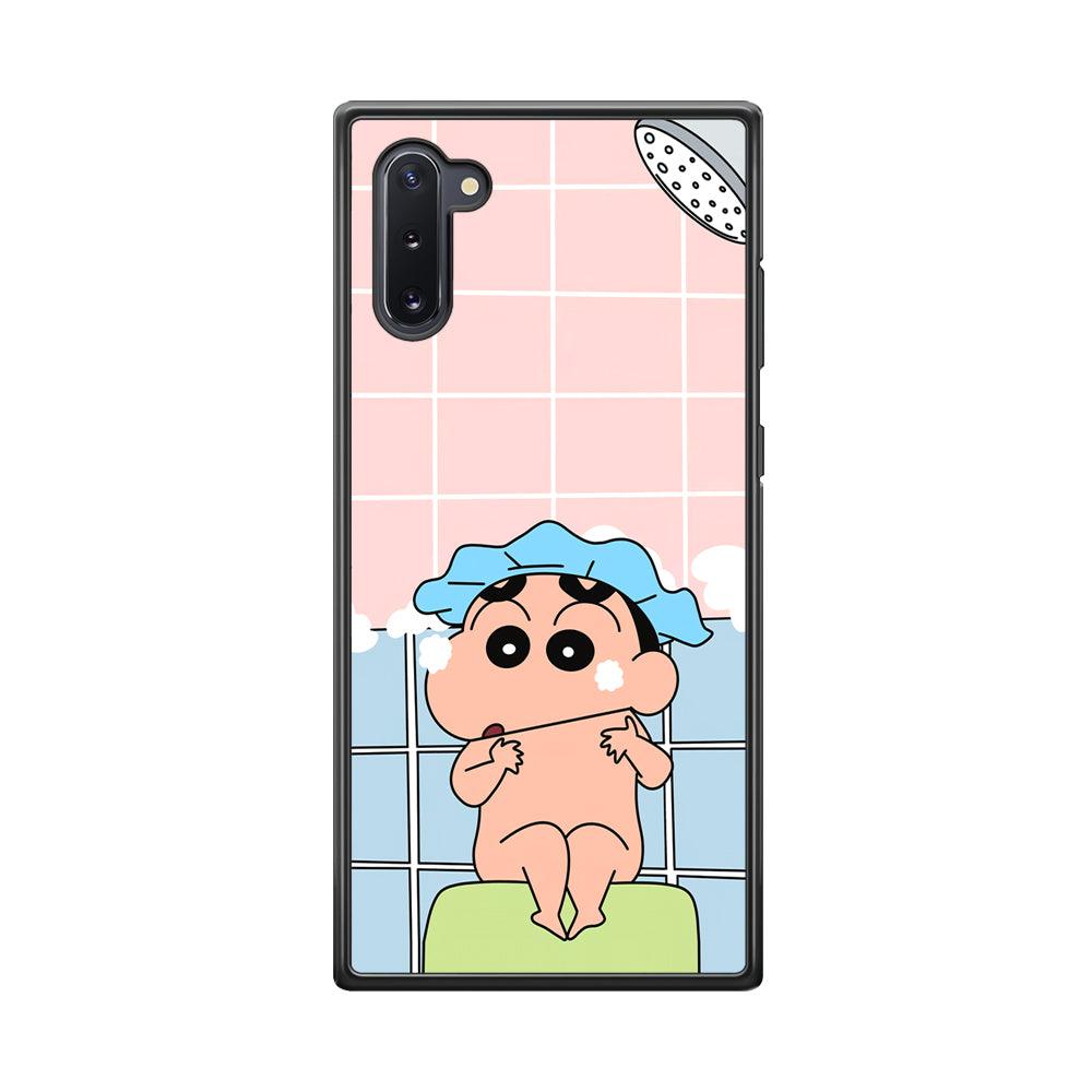 Crayon Shinchan Shower Time Samsung Galaxy Note 10 Case-Rubber Black (2D Case)-Oxvistore