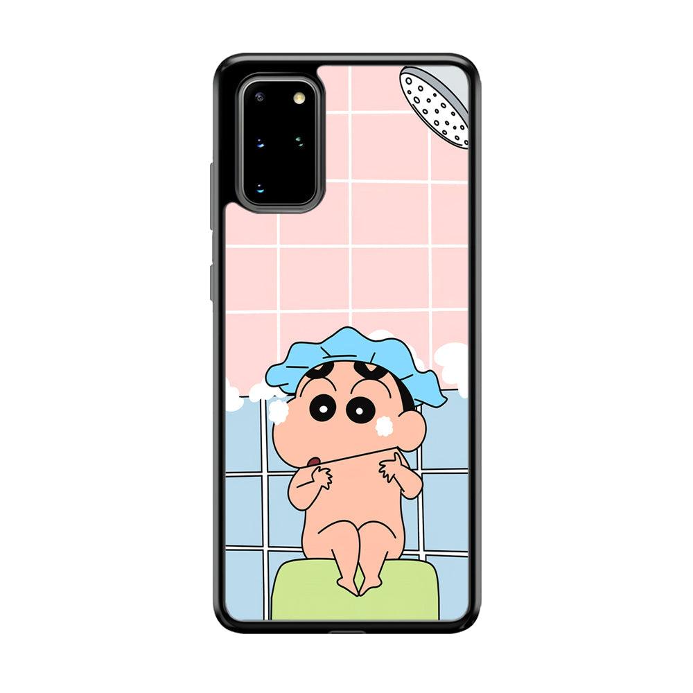 Crayon Shinchan Shower Time Samsung Galaxy S20 Plus Case-Rubber Black (2D Case)-Oxvistore