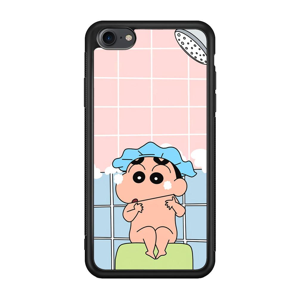 Crayon Shinchan Shower Time iPhone 7 Case-Rubber Black (2D Case)-Oxvistore