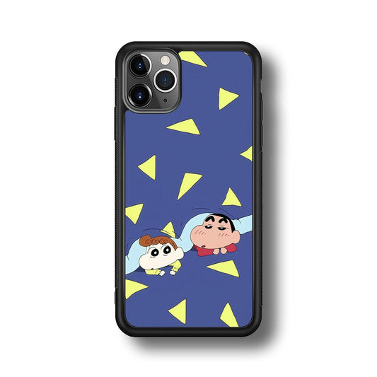 Crayon Shinchan Time to Sleep iPhone 11 Pro Max Case-Rubber Black (2D Case)-Oxvistore